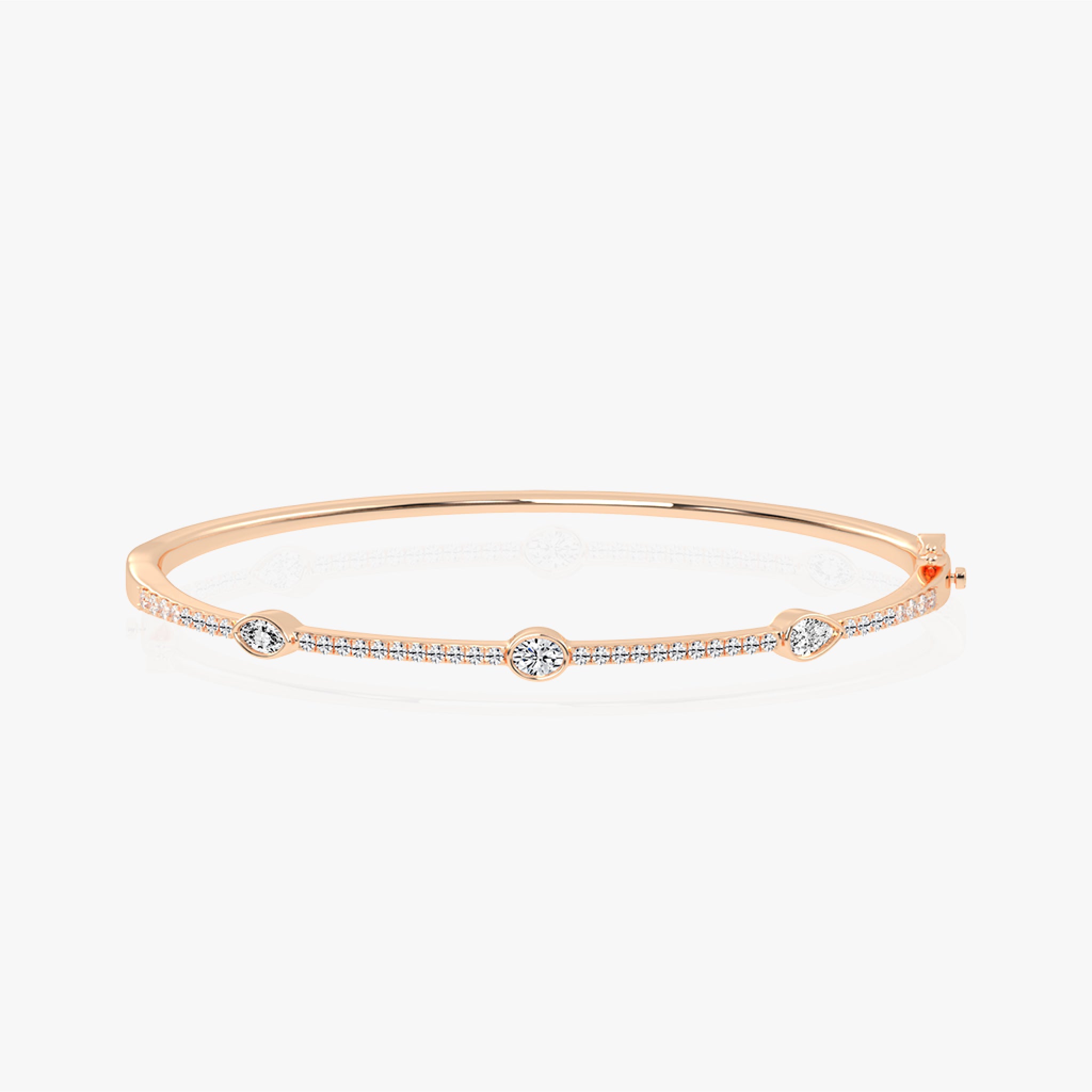 Natural Diamond | Multi-Shape Three Stations Bangle Bracelet